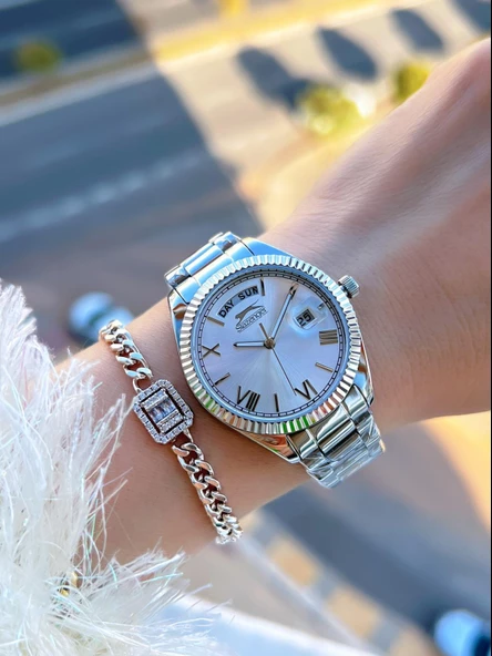 Slazenger Çelik Kordon 30 Mt Suya Dayanıklı Bileklik Hediyeli Kadın Kol Saati BSL.09.2338.4.01 - Resim 2