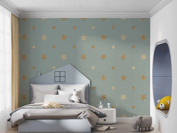 Yıldız Temalı Çocuk Odası Duvar Kağıdı Baskı - Resim 3