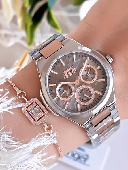 Slazenger Bay Ve Bayan Çelik Kordon Çiftlere Özel 5 Atm Suya Dayanıklı Cift Saati ESL.9.2427.2.02 - Resim 6