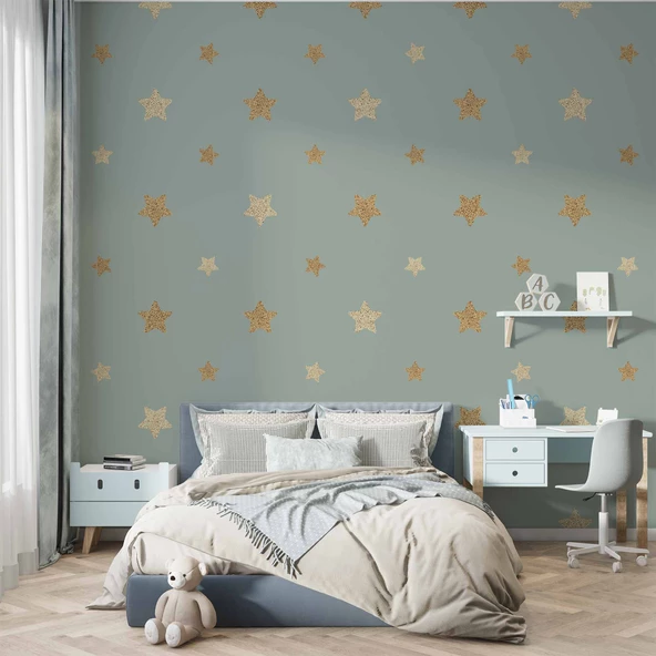 Yıldız Temalı Çocuk Odası Duvar Kağıdı Baskı - Resim 4
