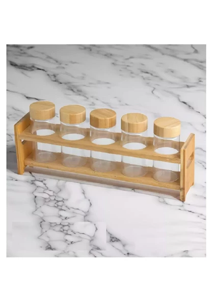 BAMBUM TİER 5 PARÇA TEK KATLI STANDLI BAHARAT SETİ - 2