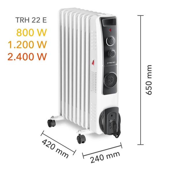 Trotec TRH 22 E Yağlı Radyatör 2400 W 9 Dilim Fanlı