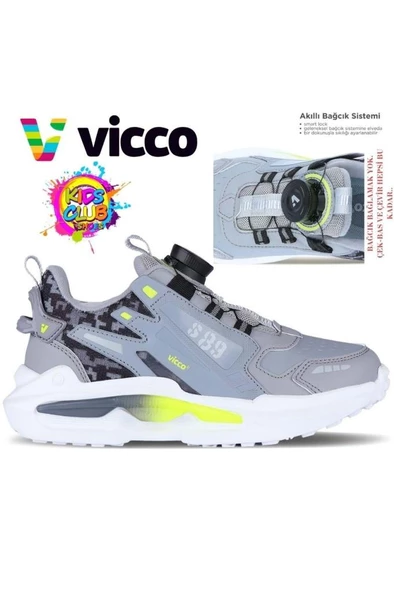 Vicco Code 346.F24K.329-18 Anatomik Taban Erkek Çocuk Spor Ayakkabı Gri 31-35