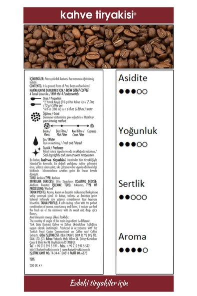 Peru Filtre Kahve (SİNGLE ORİGİN) 200 gr - 3