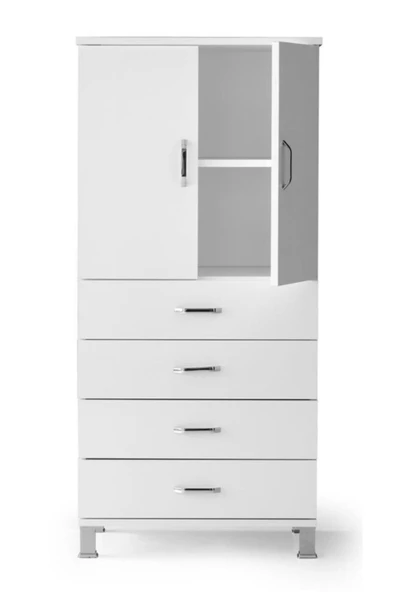 Buket 4 Çekmeceli Raflı Kapaklı Şifonyer 61x44x128 Demonte - 2