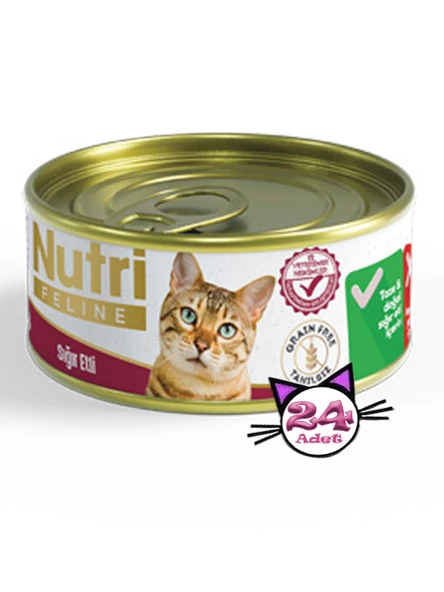 Nutri Feline 85Gr Sığır Etli Tahılsız 24Adet Yaş Kedi Maması