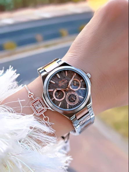 Slazenger Çelik Kordon 30 Mt Suya Dayanıklı Bileklik Hediyeli Kadın Kol Saati BSL.09.2385.4.02 - Resim 2