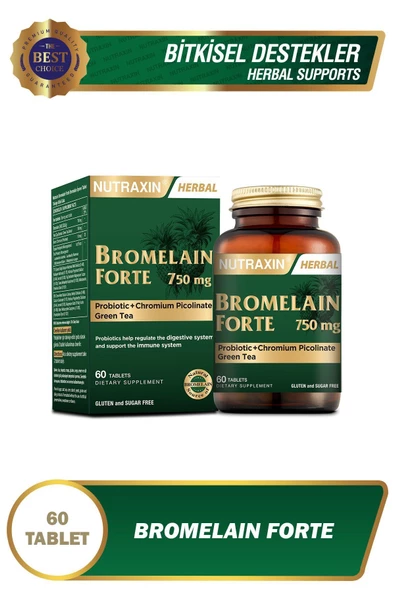 Nutraxin Bromelain Forte 750 Mg 60 Tablet - Probiyotik Chrom Yeşilçay - 4