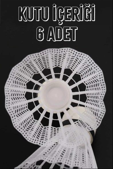 6 Adet Badminton Topu Semi-Pro Dengeli Hız Başlangıç Kutulu Mantar Kafa Deluxe Top Seti Beyaz 620 - 3
