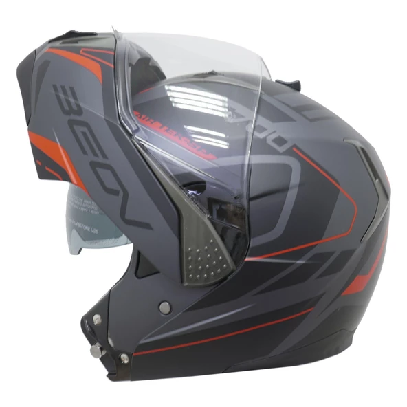 Beon Çene Açılır B 700 Air Tek Vizörlü Motosiklet Kaskı Gri Kırmızı - 2