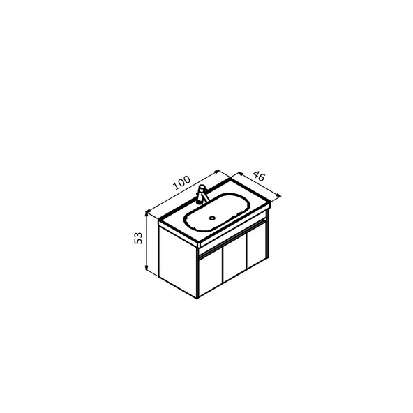 Orka Aydos 100 cm Retro Gümüş/Beyaz Banyo Dolabı Alt Modül ve Lavabo - 3