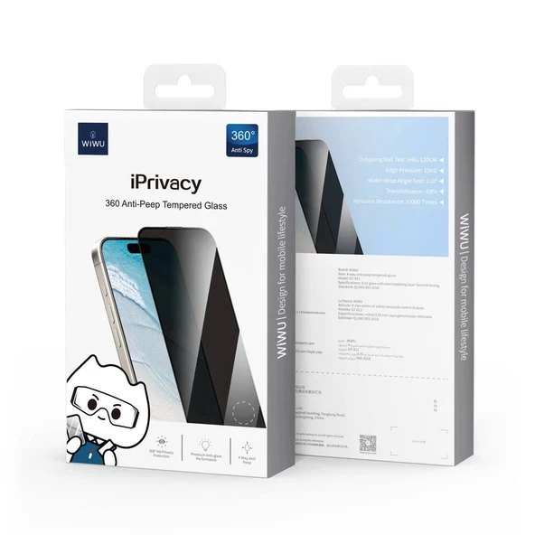 Apple iPhone 16 Pro Wiwu GT-011 Polimer Oleofobik Kaplama Temperli Privacy Cam Ekran Koruyucu - 3