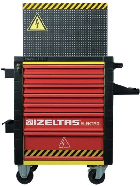 İzeltaş Elektro Takım Dolabı Kırmızı Sarı 7 Çekmece 93 Parça İzoleli 1000v - 2