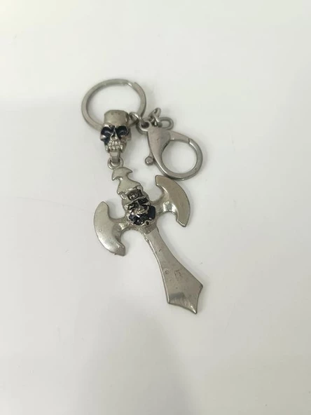 Anahtarlık Kuru Kafa Haç Metal Anahtarlık Araba Anahtar Süsü Çanta Cüzdan Aksesuar - Resim 2
