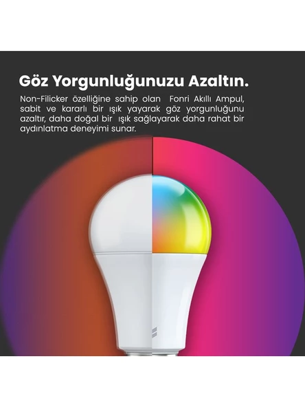 Akıllı Ampul, 9w-titreşimsiz, 16.7 Milyon Renk, Sesli Kontrol, 2 Yıl Garantili - 4