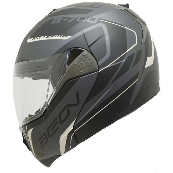 Beon B700 Air Tek Çene Açılır Vizörlü Motosiklet Kaskı Siyah
