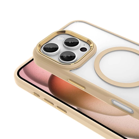 Apple iPhone 16 Pro Max Kılıf Wireless Şarj Özellikli Redclick Krom Magsafe Silikon Kapak - Resim 3