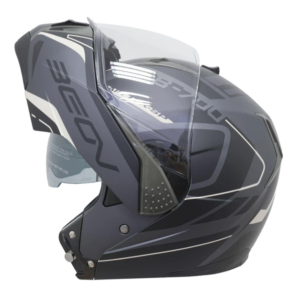 Beon B700 Air Tek Çene Açılır Vizörlü Motosiklet Kaskı Siyah - 2