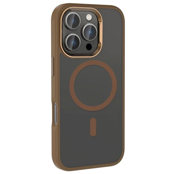 Apple iPhone 16 Pro Max Kılıf Magsafe Şarj Özellikli Parlak Kamera Çerçeveli Redclick Kost Kapak - Resim 3