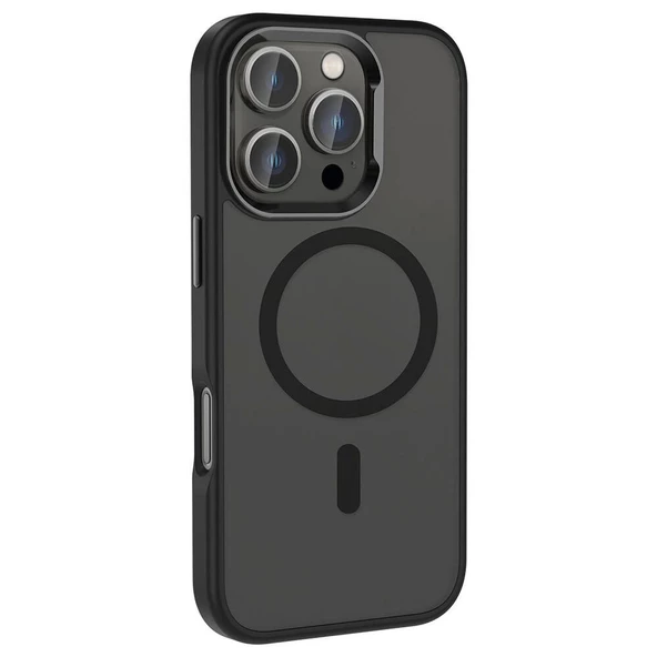 Apple iPhone 16 Pro Max Kılıf Magsafe Şarj Özellikli Parlak Kamera Çerçeveli Redclick Kost Kapak - Resim 5