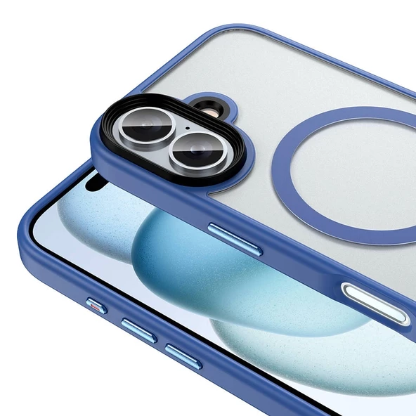 Apple iPhone 16 Kılıf Mat Arka Yüzey Wireless Şarj Özellikli Redclick Flet Magsafe Kapak - Resim 10