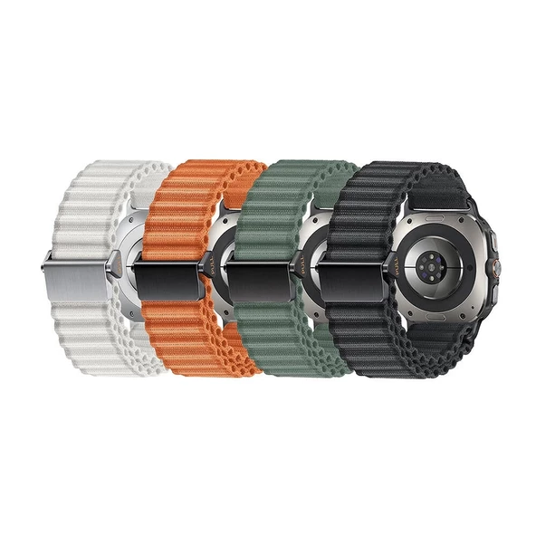 ​​Galaxy Watch Ultra 47mm Redclick KRD-120 Naylon Kumaş Hasır Örgülü Kordon - Resim 7