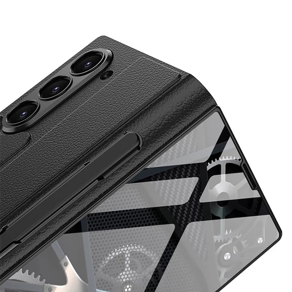 ​Galaxy Z Fold 6 Kılıf Kamera Korumalı Kartlıklı Kalem Bölmeli Redclick Kıpta Marble Drago Kılıf - Resim 3