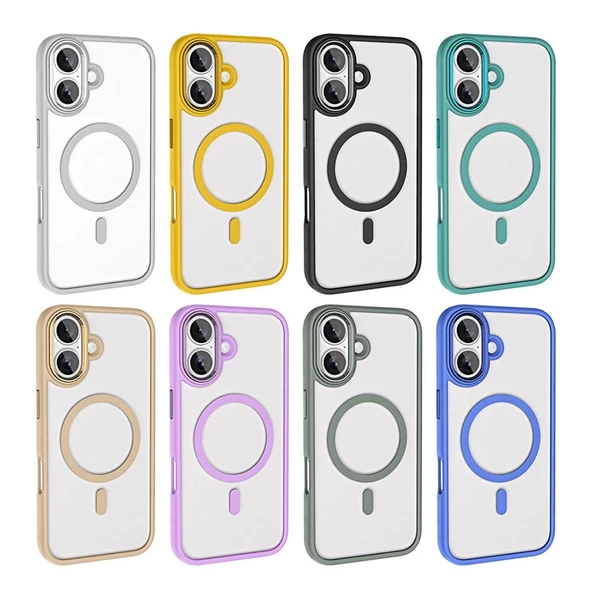 Apple iPhone 16 Plus Kılıf Wireless Şarj Özellikli Redclick Krom Magsafe Silikon Kapak - Resim 12