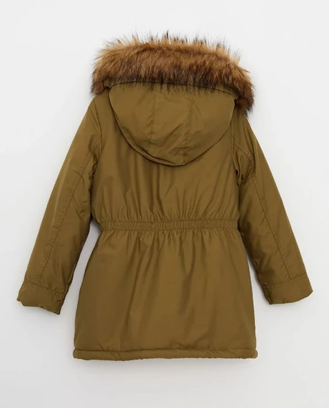 LCW Kids Haki Kapüşonlu Basic Kız Çocuk Parka - 2