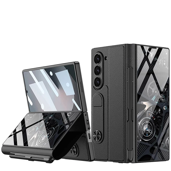 ​Galaxy Z Fold 6 Kılıf Kamera Korumalı Kartlıklı Kalem Bölmeli Redclick Kıpta Marble Drago Kılıf - Resim 2