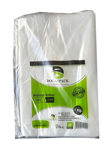 Doğanpack Şeffaf Naylon 5 lik 30x52 Cm. Bakkaliye Poşeti Torbası - 3 Kg. - Ort. 265 Adet - 3 Paket - Resim 2