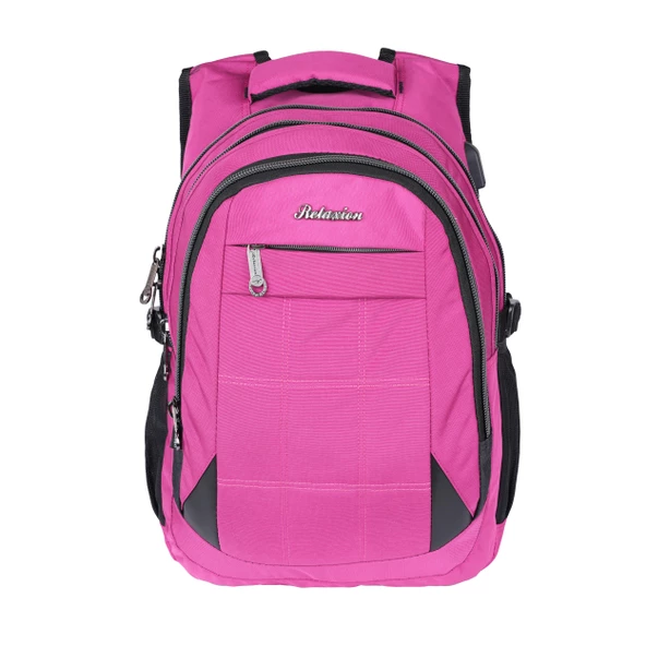 Suya Dayanıklı 4 Bölmeli USB Giriş Aparatlı Tablet Bölmeli Ergonomik Sırt Çantası 2227S-Mor - Resim 5