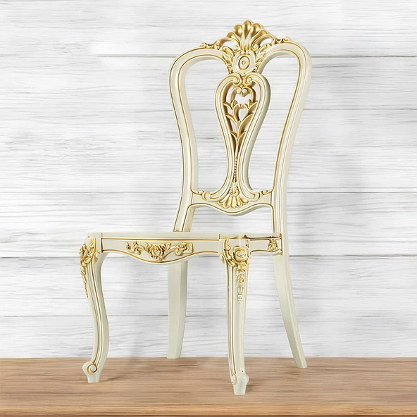 Begonya Sandalye Sert Plastik Krem Altın Gold Koltuk Bahçe Balkon Mutfak Yemek Masası Sandalyesi - 8