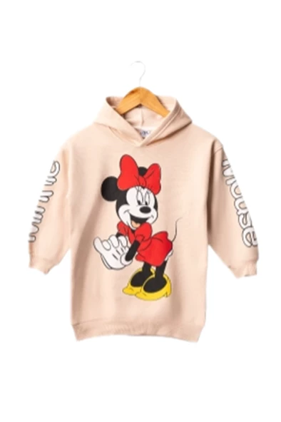 Kız Çocuk Kapşonlu Mini Mouse Tunik  Sweatshirt 4/8 Yaş