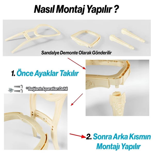 Begonya Sandalye Sert Plastik Gümüş Koltuk Bahçe Balkon Mutfak Yemek Masası Sandalyesi - Resim 2
