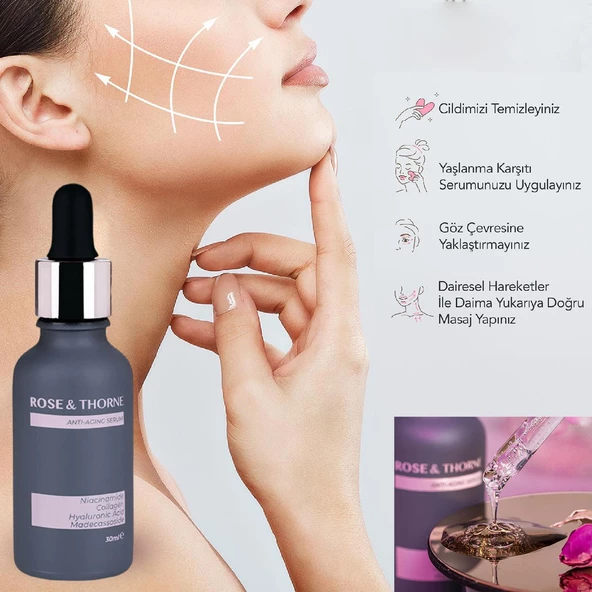 Rose Thorne 30 Ml Yaşlanma Kırışık Karşıtı Serum Kolajen Nemlendirme Canlılık Hyaluronik Asit - 2