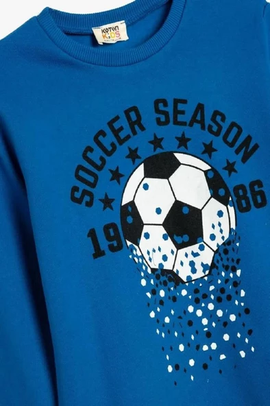 Koton Erkek Çocuk Sweatshirt Uzun Kollu Bisiklet Yaka Futbol Baskılı Şardonlu - 3