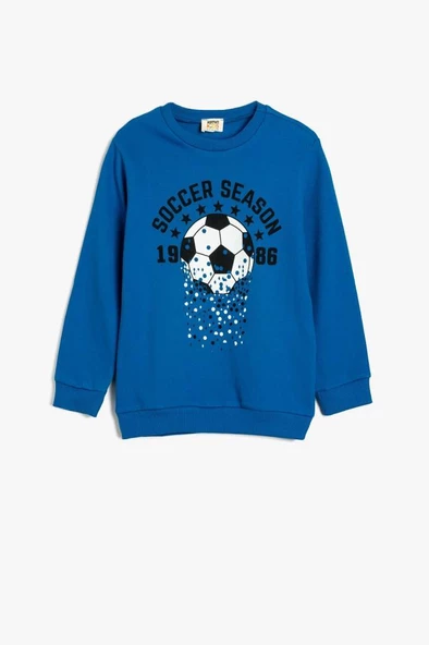 Koton Erkek Çocuk Sweatshirt Uzun Kollu Bisiklet Yaka Futbol Baskılı Şardonlu