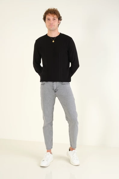Erkek Boyfriend Kot Pantolon Gri - 2