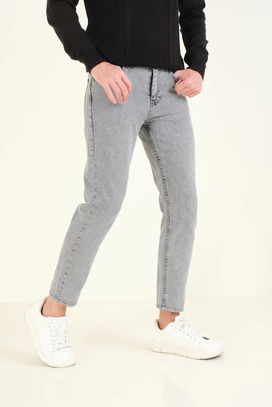 Erkek Boyfriend Kot Pantolon Gri - 4