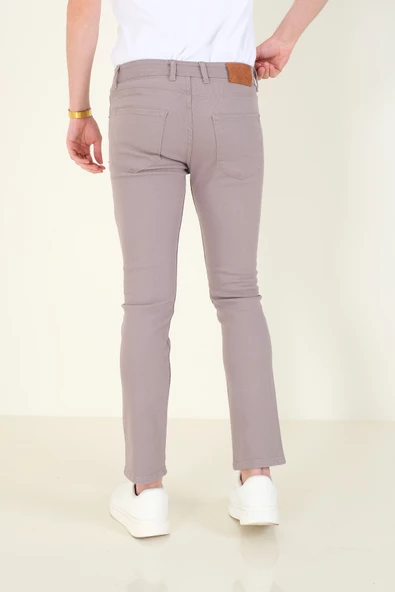 Erkek 5 Cep Slim Fit Kot Pantolon Gri - 4