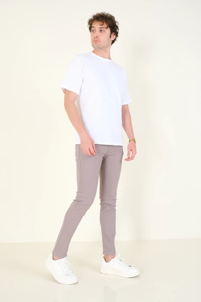 Erkek 5 Cep Slim Fit Kot Pantolon Gri