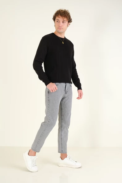 Erkek Boyfriend Kot Pantolon Gri
