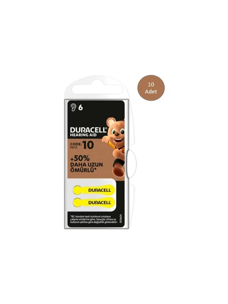 Duracell 10 Numara İşitme Cihazı Pili 6x10 60 Adet
