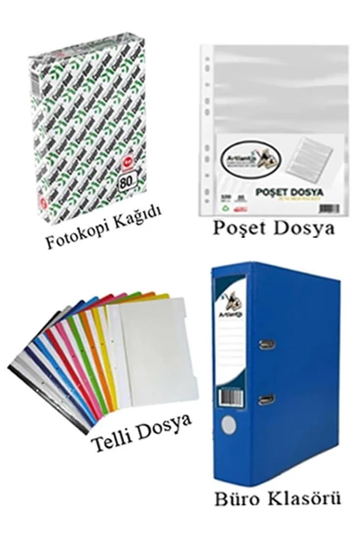 Masa Üstü Ofis Paketi 13 Parça Fotokopi Kağıdı Metal Evrak Rafı Metal Kalemlik Zımba Makinesi Teli Delegeç Çöp Kovası Küp Notluk - 5