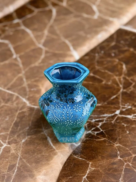 El Yapımı Turkuaz Mavi Vitrifiye - 3