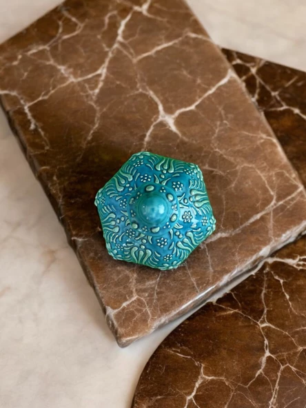 El Yapımı Turkuaz Mavi Vitrifiye - 5