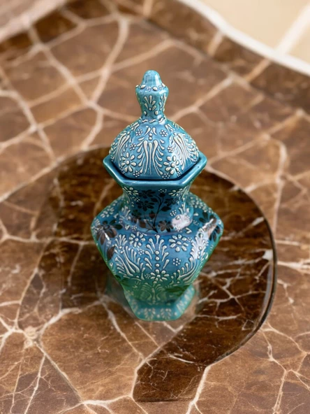 El Yapımı Turkuaz Mavi Vitrifiye - 2