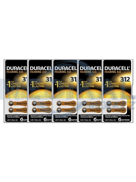 Duracell 312 Numara Işitme Cihazı Pili 5'li Paket 30 Adet