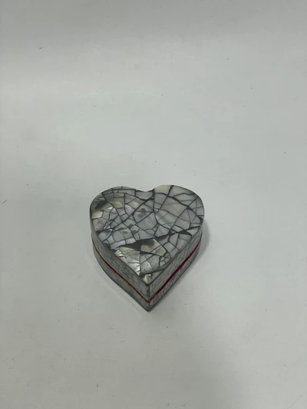 Sedef Kaplama Kalp Model Kadife Hediye Kutusu (Küçük-Model 1) - 3